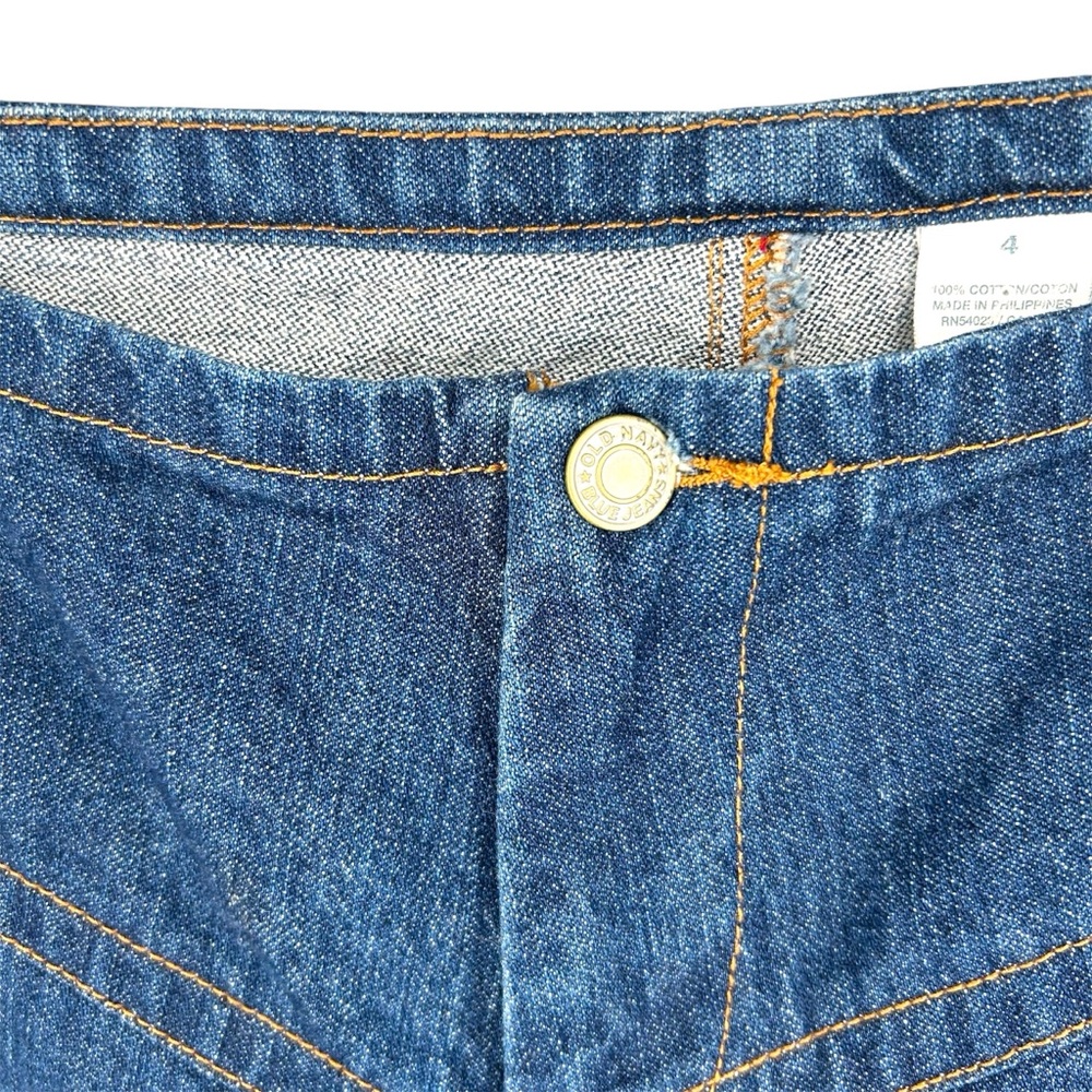 NEW Vtg Y2K Old Navy Low Rise Dark Wash Gold Contrast Stitching Bootcut Jeans - Picture 6 of 11